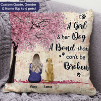 Thumbnail for Personalized A Girl & Her Dog A Bond That Can't Be Broken Pillow, Gift For Dog Mom Dog Dad AD