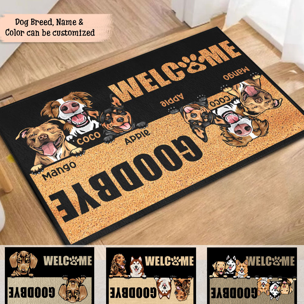 Custom Welcome Goodbye Dog Doormat, DIY Home Decor AB