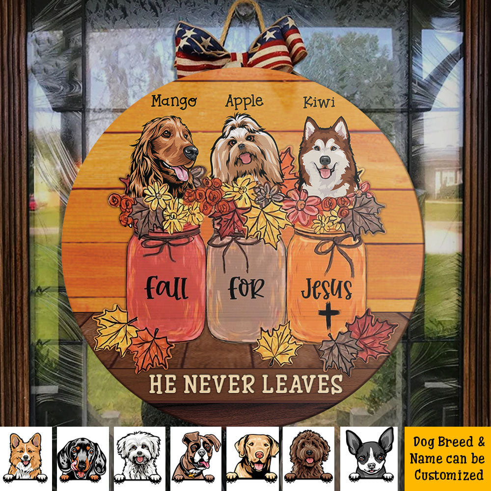 Fall for Jesus Dog Door Sign, Wooden Home Decor Gift Z