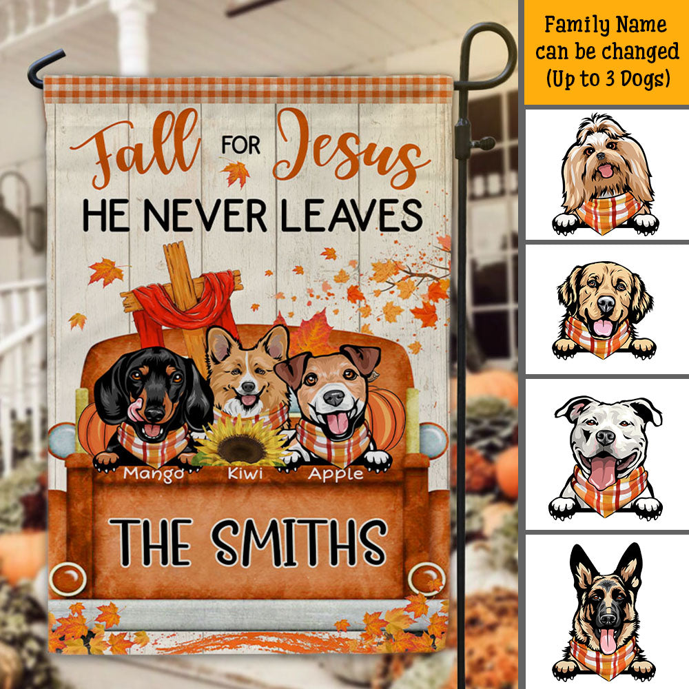 Fall For Jesus Dog Pumpkin Garden Flag, Autumn Decor AD
