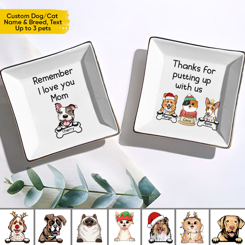 Personalized Dog Cat Ring Dish Custom Name Trinket Tray Gift for Family TRANG-THUY