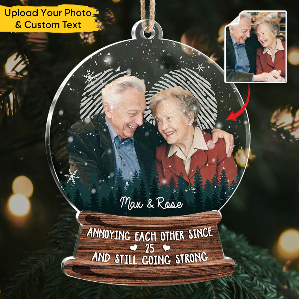 Custom Annoying Each Other Photo Snowglobe Printed Acrylic Ornament, Christmas Gift AE