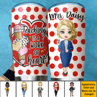 Thumbnail for Teaching Is A Work Of Heart Teacher Tumbler, Back To School DIY Gift AA