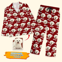 Thumbnail for Custom Pet Face Vintage Pajamas Set, Dog Cat Lover Gift AB
