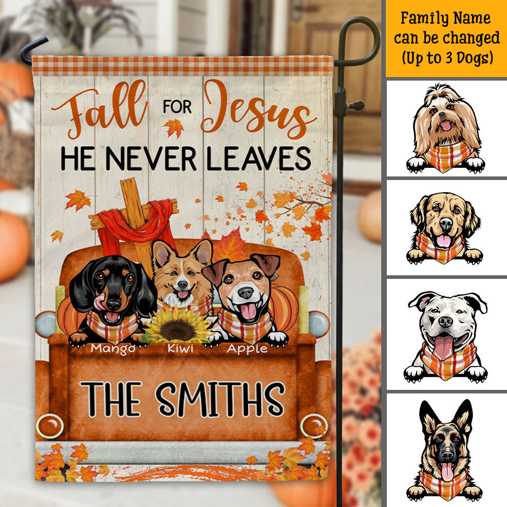 Fall For Jesus Dog Pumpkin Garden Flag, Autumn Decor AD