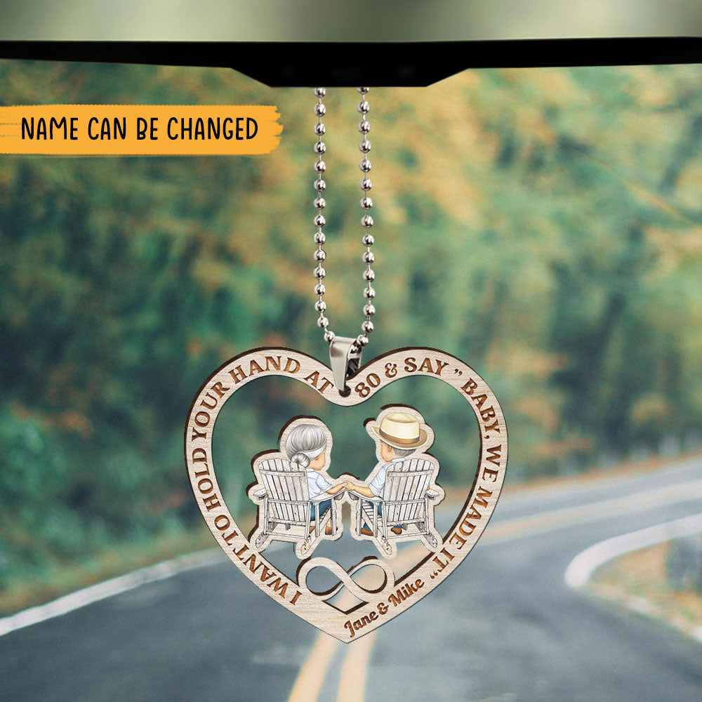 I Want To Hold Your Hand At 80 Personalized Acrylic Car Ornament AE