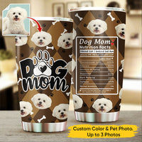Thumbnail for Custom Dog Face Photo Dog Mom Nutrition Facts Tumbler, Best Gift for Dog Lovers AA