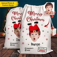 Thumbnail for Personalized Face Photo Funny Trouser-Shaped Noel Hat Christmas Bag, Holiday Gift For Family AB