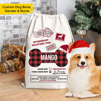 Thumbnail for Custom Dog Bone Overnight Delivery Christmas Bag, Christmas Gift AB