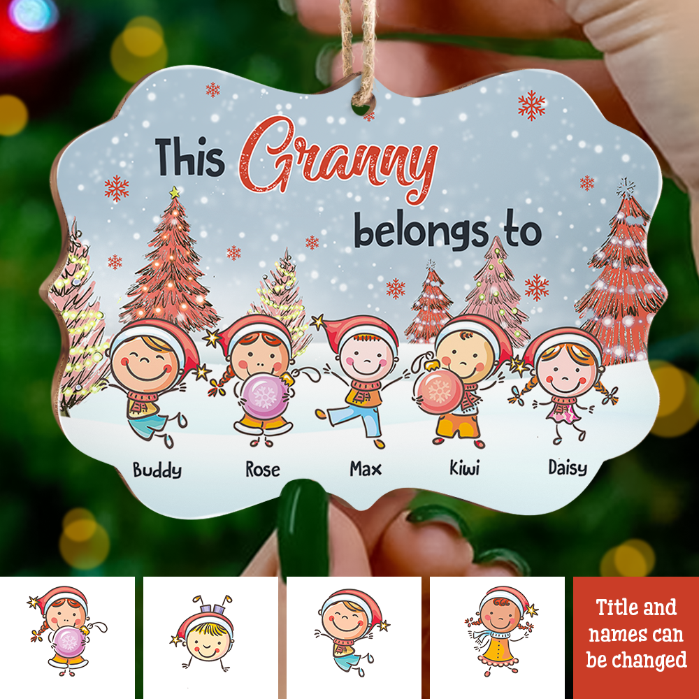 Personalized Mom Grandma Belong To Kids Christmas Printed MDF Benelux Ornament AE