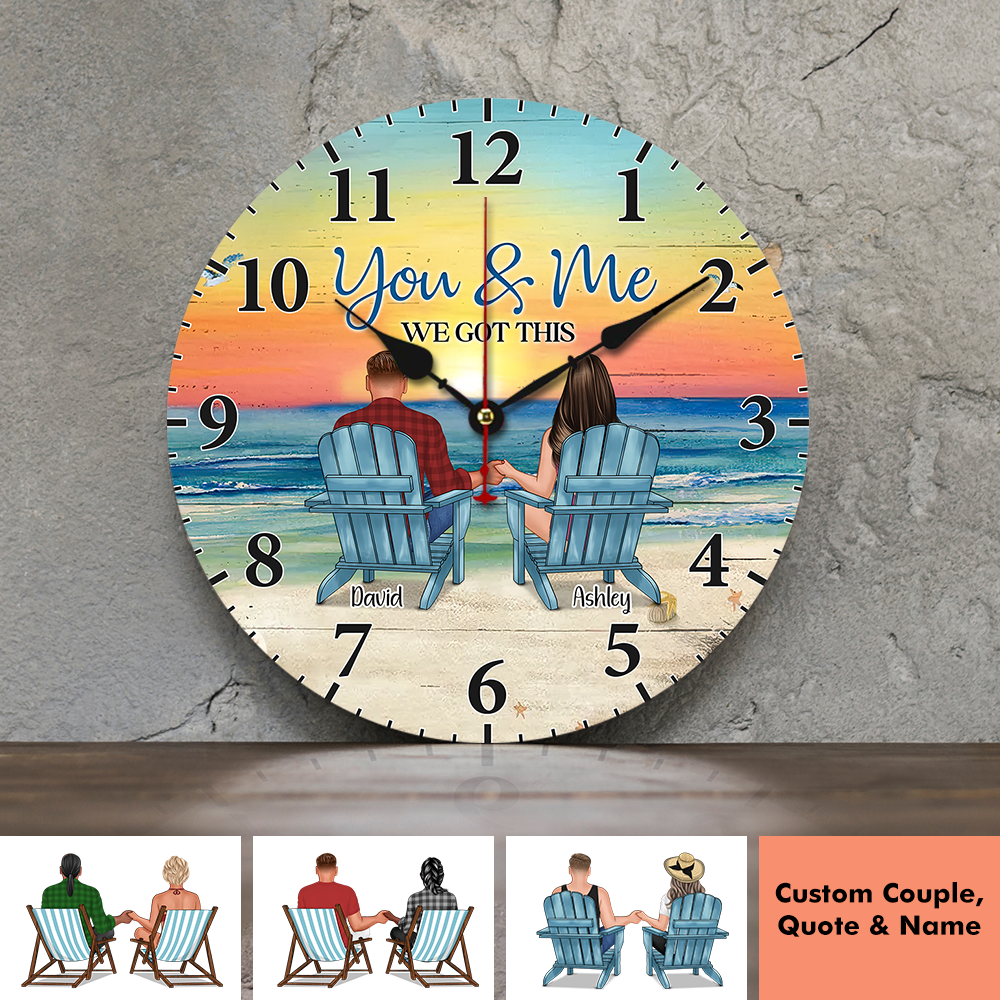 Personalized You & Me We Got This Couple Wooden Clock, Anniversary Gift For Couple AH
