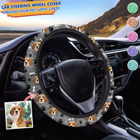 Thumbnail for Custom Face With Paws Dog Cat Car Steering Wheel Cover, Pet Lover Gift FC