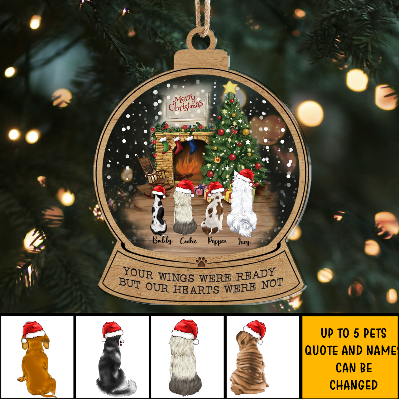 Personalized Fluffy Dog&Cat  Memorial Printed Acrylic Ornament, Holiday Gift For Dog Lovers AE