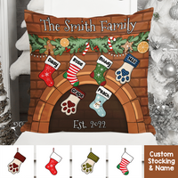 Thumbnail for Custom Christmas Stockings Hanging Family Throw Pillow, Christmas Gift AD