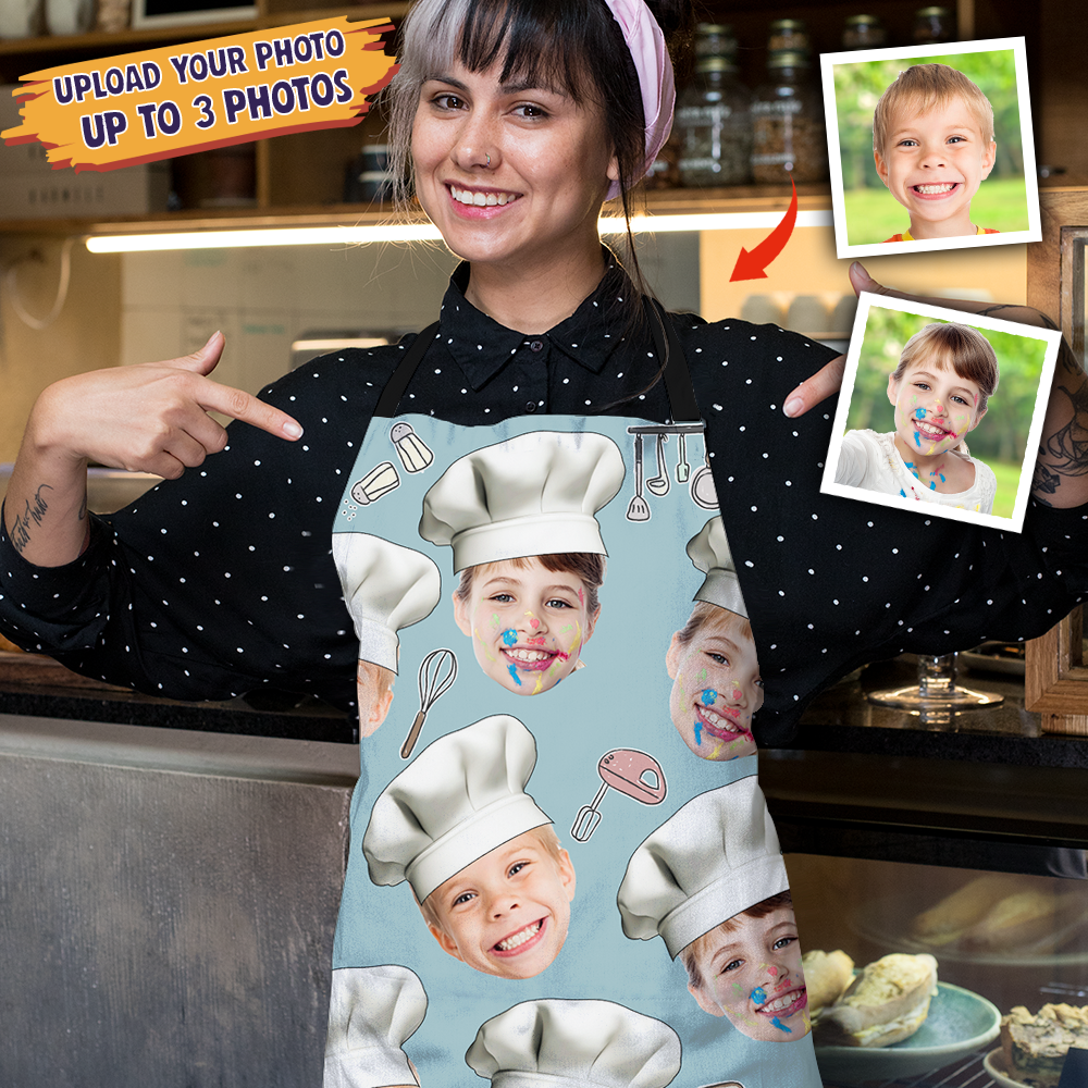 Custom Face With Chef Hat Photo Apron, Kitchen Gift AI