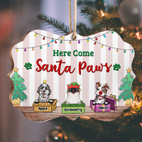 Thumbnail for Custom Happy Pawlidays Dog Cat Printed Wood Ornament, Christmas Gift AE