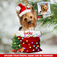 Thumbnail for Personalized Upload Photo Dog Christmas Santa Acrylic Ornament, Customized Holiday Ornament AE