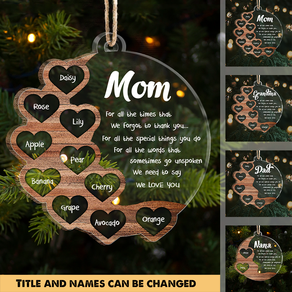 I Love You Mom Grandma Christmas For Mother Layered Wood Acrylic Ornament, Customized Holiday Ornament AE