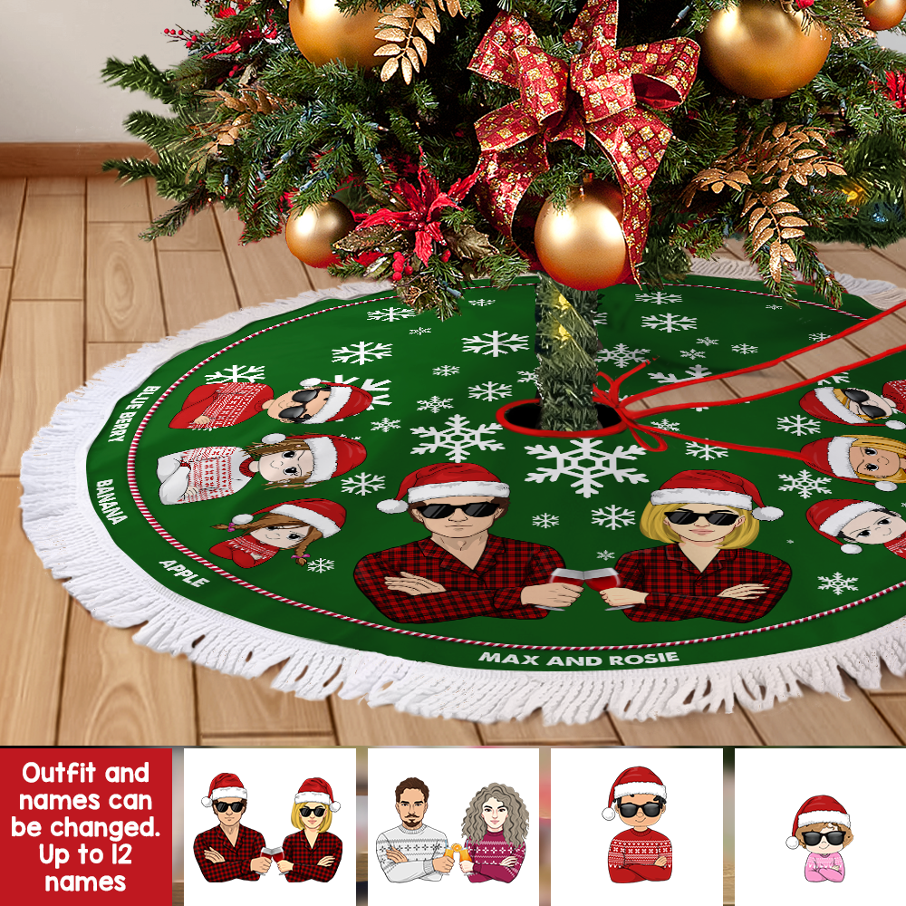 Personalized Family Member Xmas Tree Skirts, Chritsmas Decor, Gift For Family AB