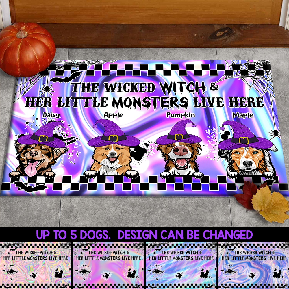 Wicked Witch Hologram Halloween Dogs Doormat, Dog Lover Gift AB
