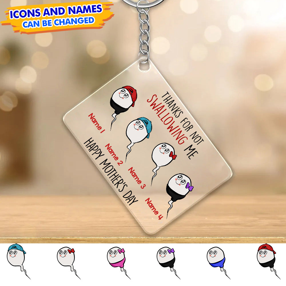 Personalized Thank You Mom Funny Acrylic Keychain, Gift For Mom JonxiFon