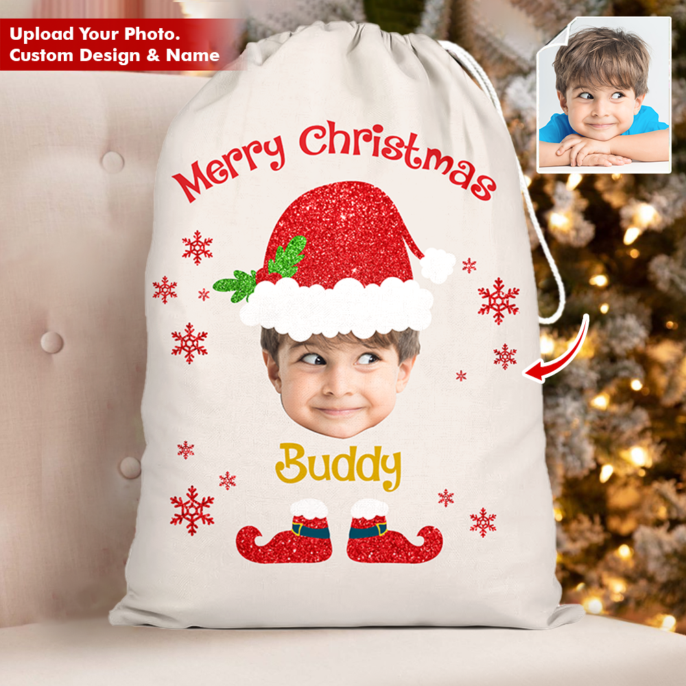 Custom Face Photo Baby Claus Family Christmas Bag, Christmas Gift AB