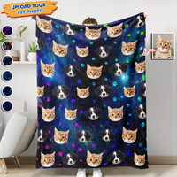 Thumbnail for Custom Galaxy With Paws Dog Cat Photo Blanket, Pet Lover Gift AB