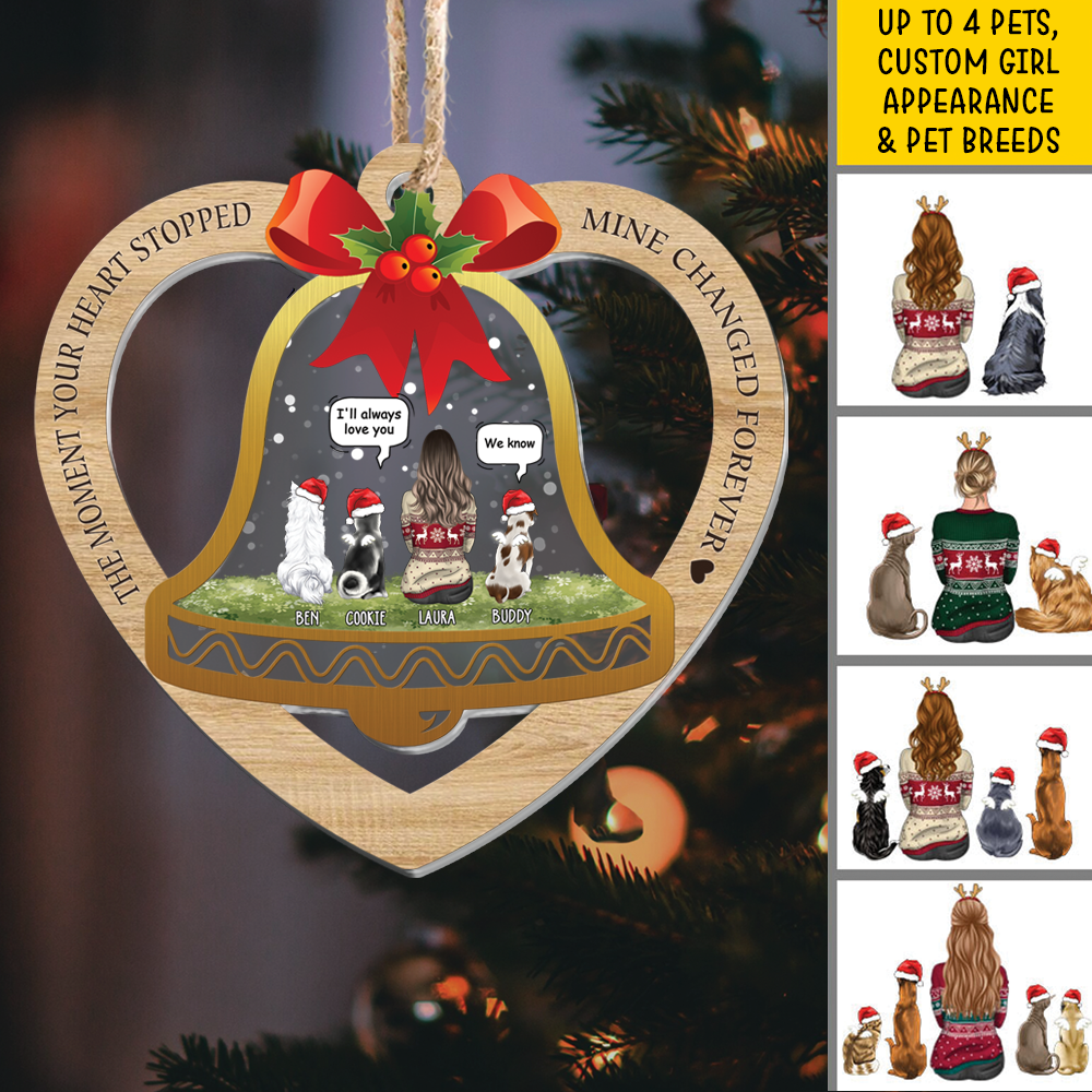 Personalized Dog&Cat  Memorial Heart Shape Printed Acrylic Ornament, Holiday Gift For Dog Lovers AE