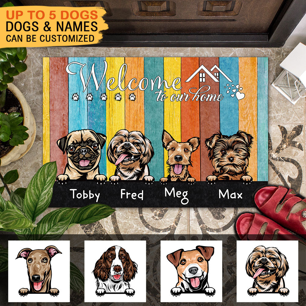 Welcome To Our Home - Personalized Cat Copper Color Doormat AB