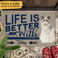 Thumbnail for Life Is Better With Cats Upload Photo Doormat, Gifts For Cat Lovers AB
