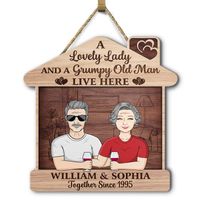 Thumbnail for Personalized New Home New Beginning Couple House Shaped Wood Sign, Gift For Family Z