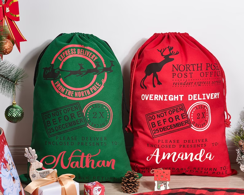 Custom Name Santa Sack Christmas Bag, Christmas Gift For Family Dung-Diep