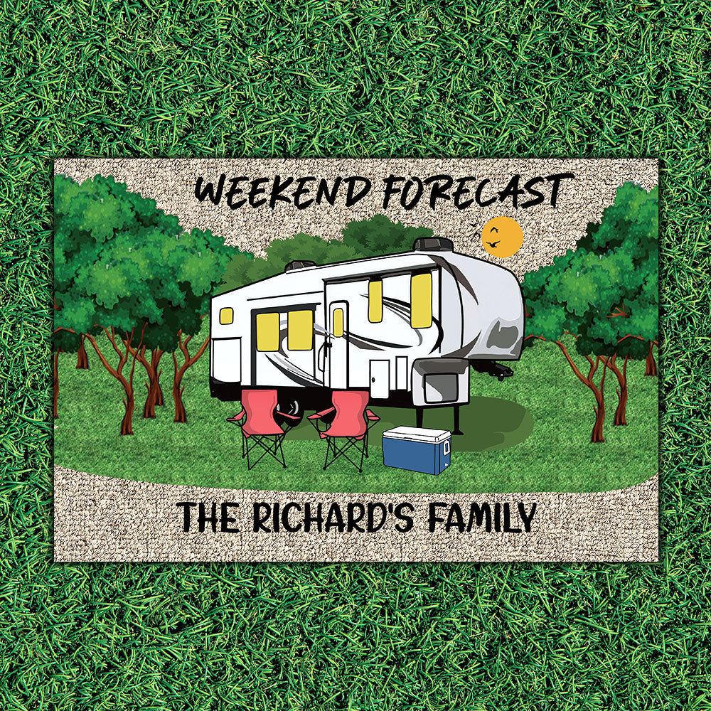 Weekend Forecast, Family Camping Doormat, RVs Campers Gift AB