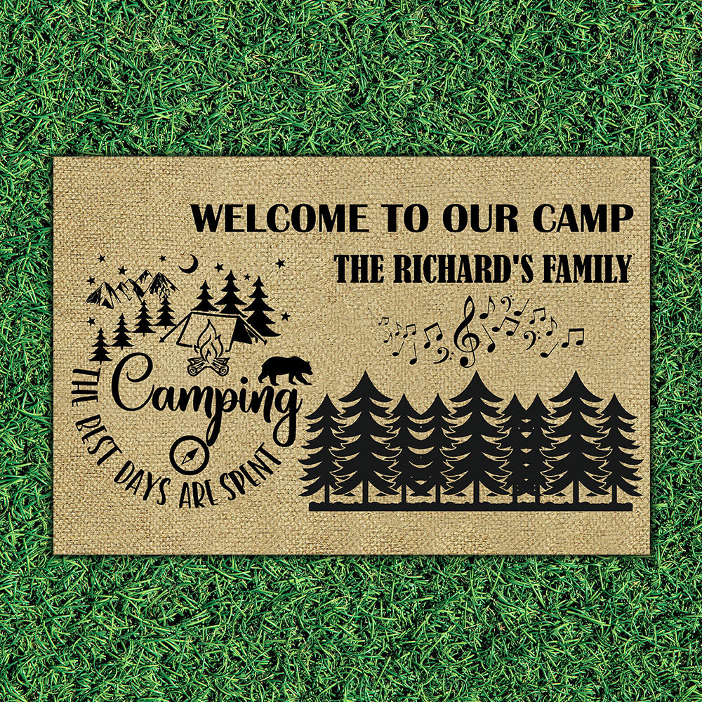 Welcome To Our Camp, The Best Day Are Spent – Camping Welcome Doormat AB