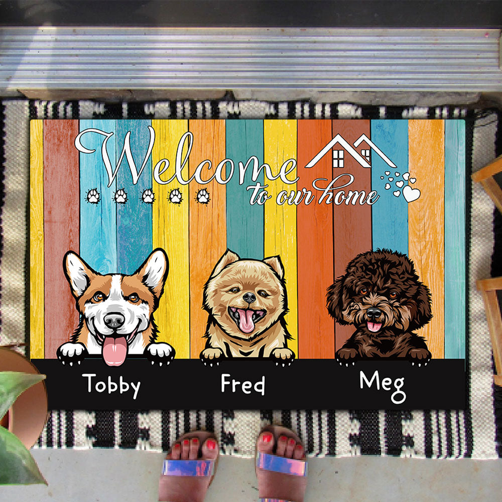 Welcome To Our Home - Personalized Cat Copper Color Doormat AB