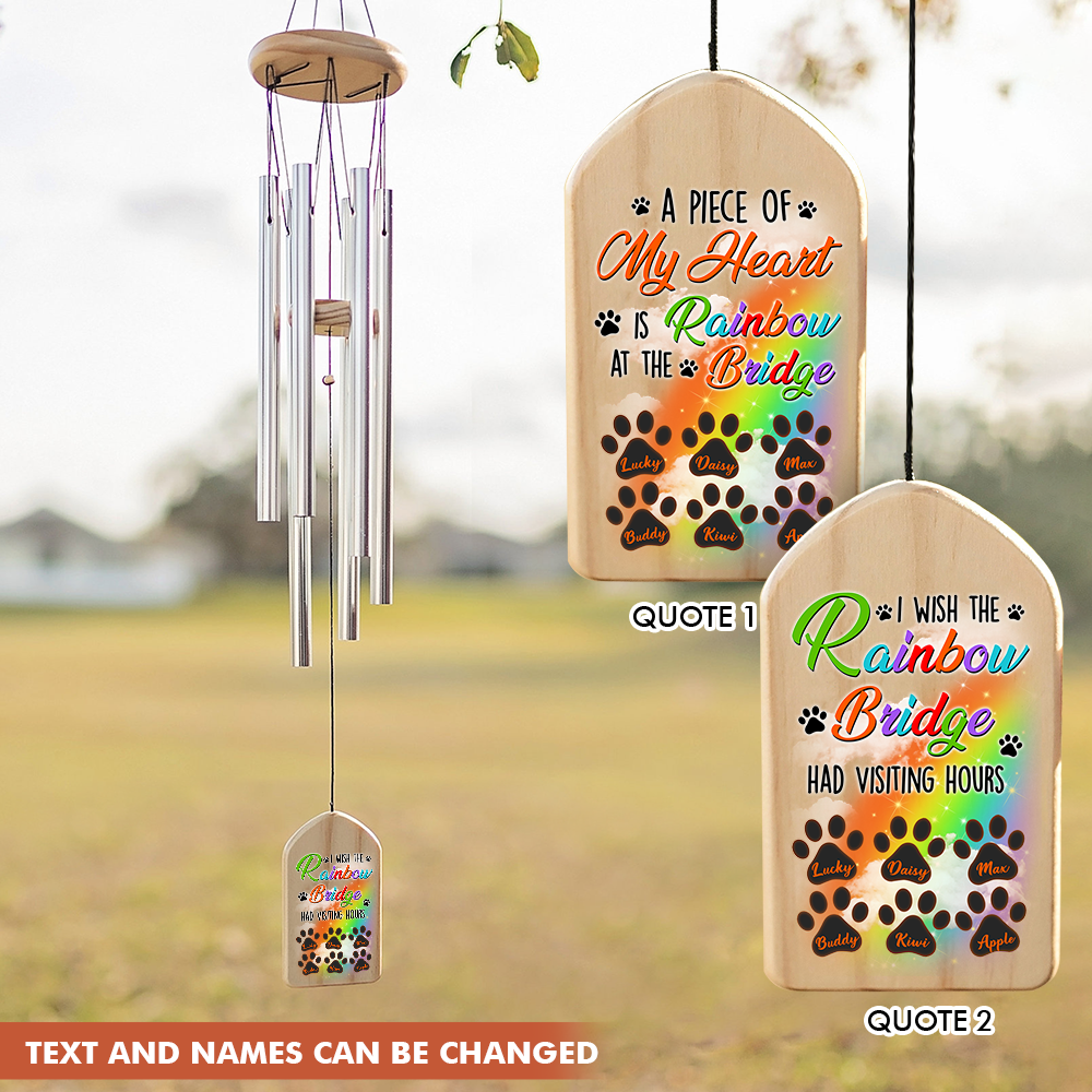 Personalized My Heart At The Rainbow Memorial Wind Chime, Sympathy Gift AZ