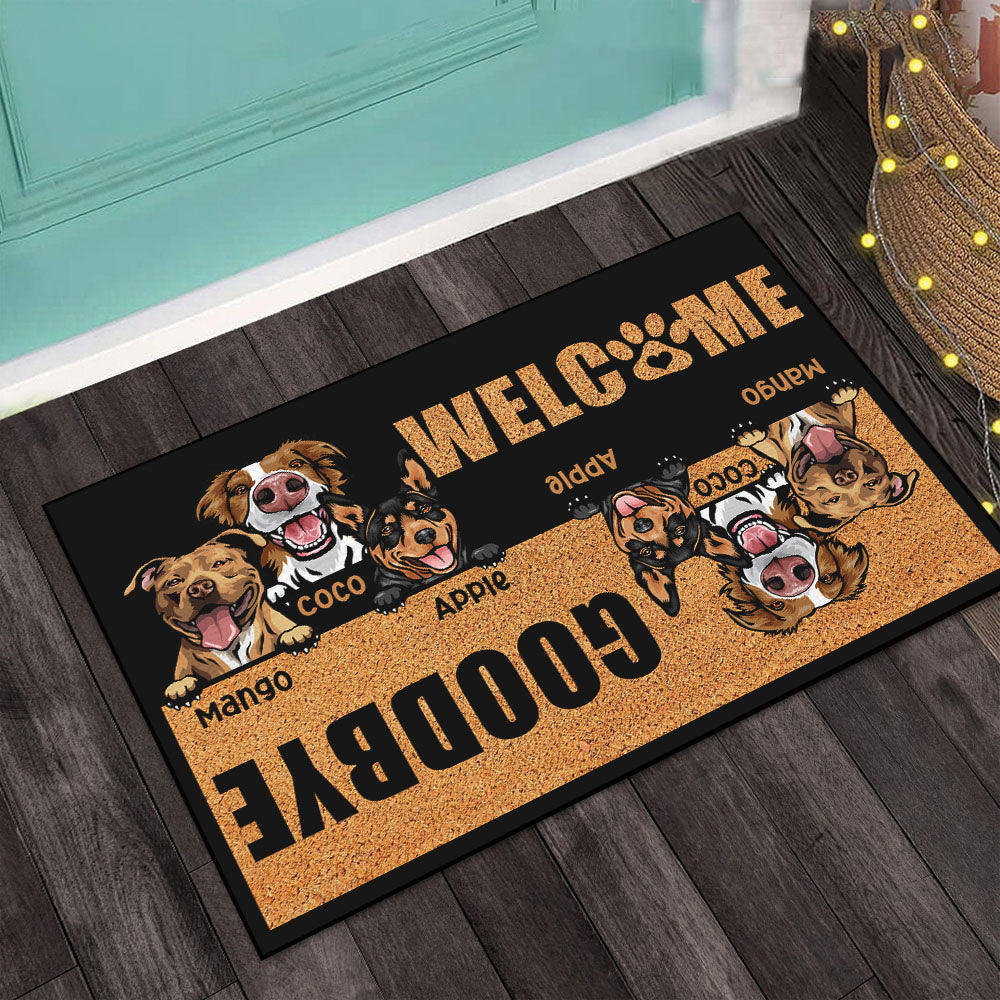 Custom Welcome Goodbye Dog Doormat, DIY Home Decor AB