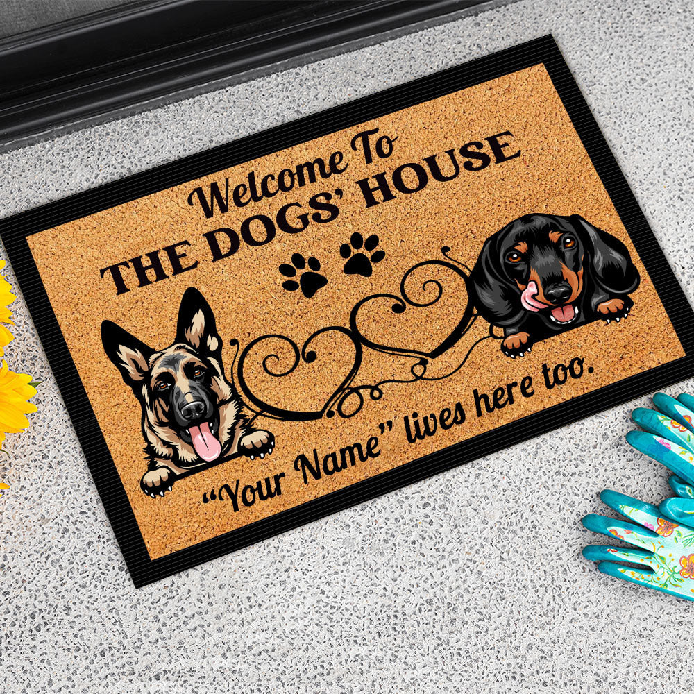 Welcome To Dog's House Doormat, Dog Lover Gift AB