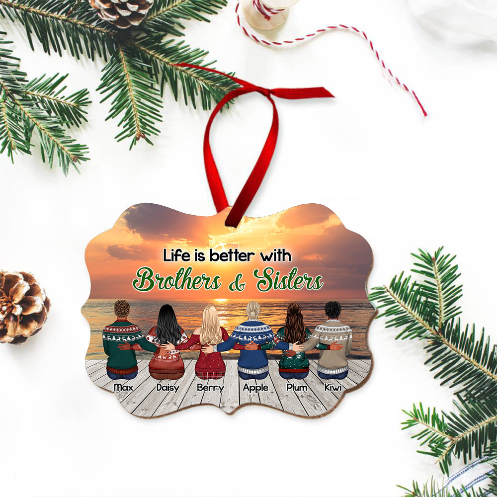 Personalized Family Members Brother Sister MDF Ornament AE
