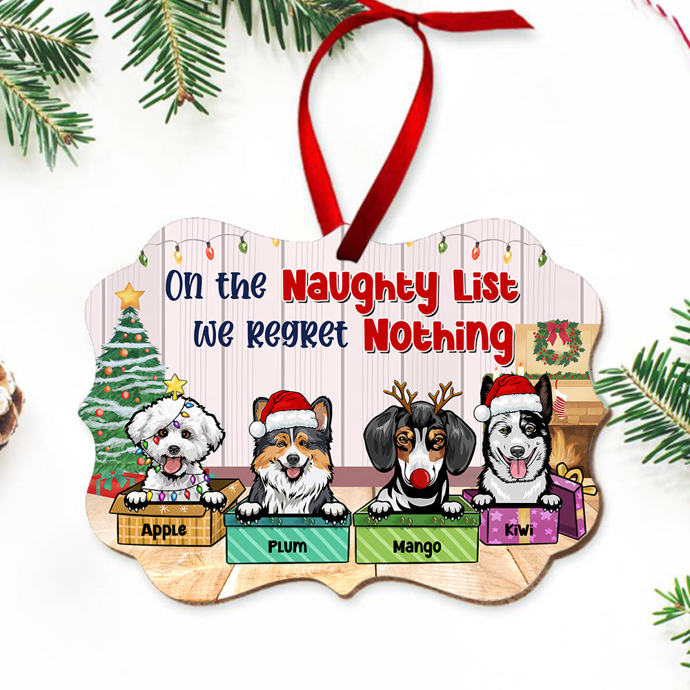 On The Naughty List Personalized Dog Christmas MDF Ornament, Customized Holiday Ornament AE