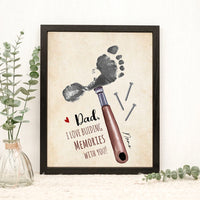 Thumbnail for Dad I Love Building Memories With You Photo Frame, Kids Footprint Keepsake AA