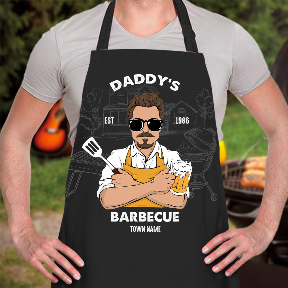 Daddy's Barbecue Apron, Gift For Dad, Custom Text & Clipart AI