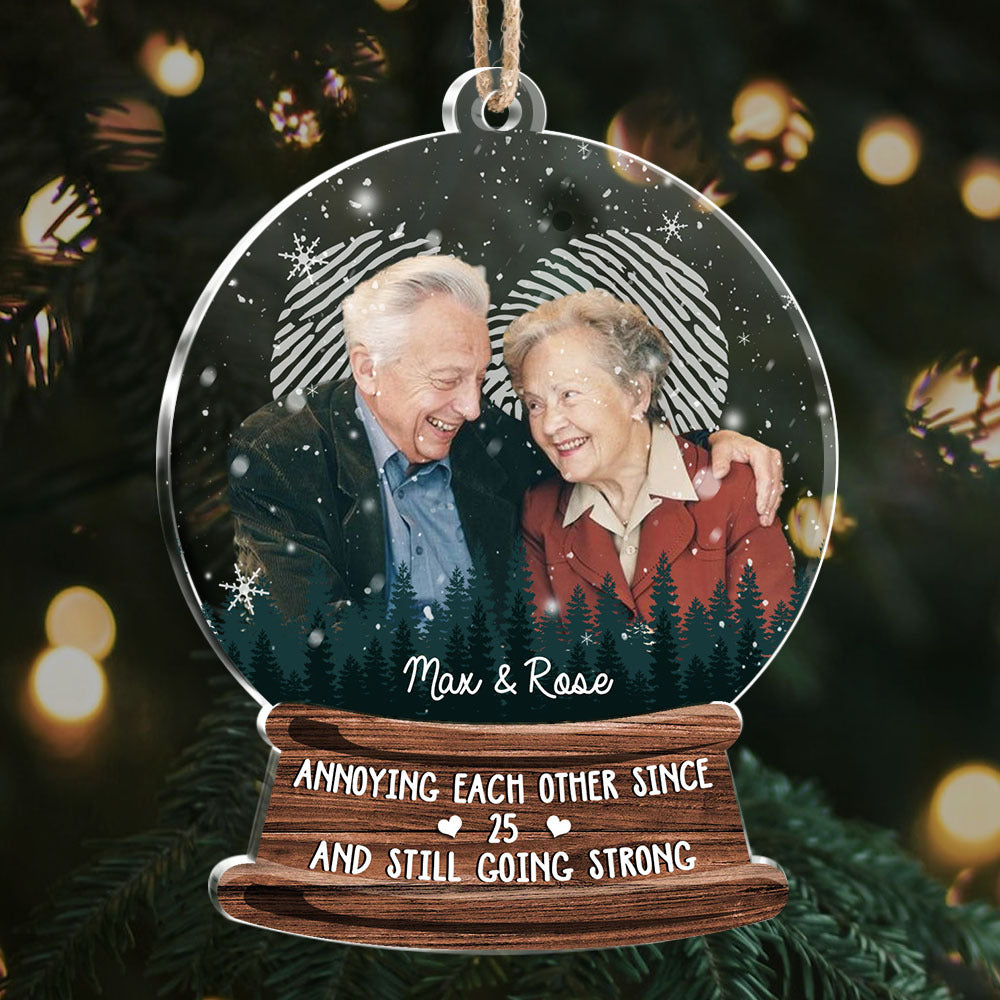 Custom Annoying Each Other Photo Snowglobe Printed Acrylic Ornament, Christmas Gift AE