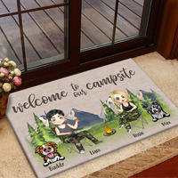 Thumbnail for Personalized Happy Campers Husband Wife And Dogs House Doormat, Gift For Camping Couple AB