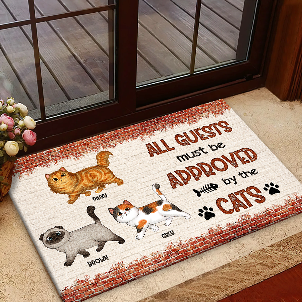 Personalized All Guests Be Approved By Cats House Doormat, Decor Gift For Cat Lover AB
