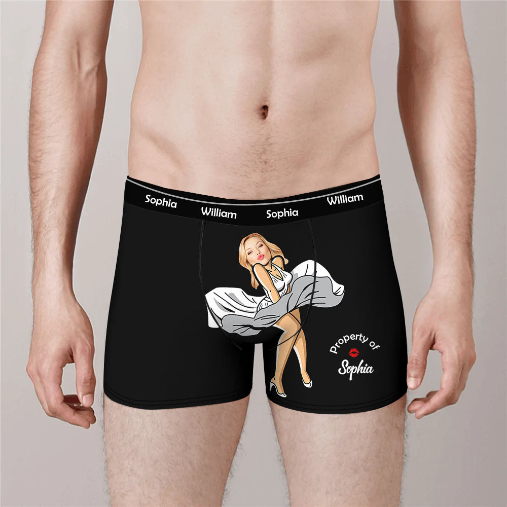 Upload Face Photo Cartoon Girl Men's Boxer Briefs, Gift For Him AI