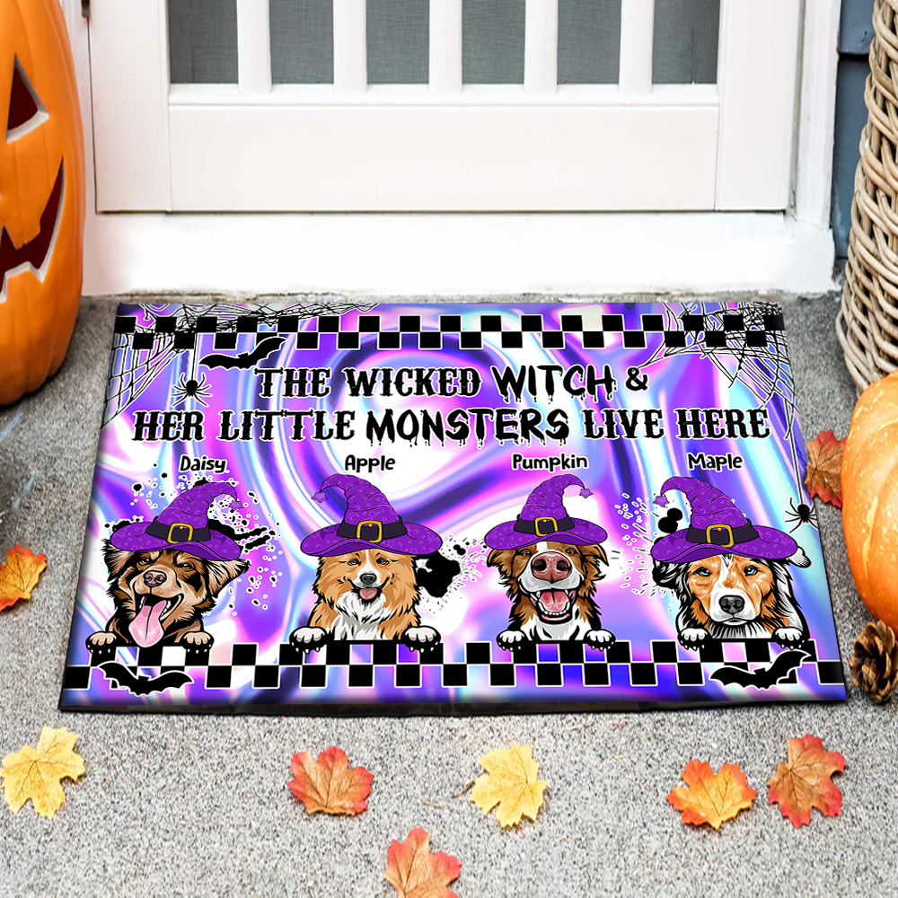 Wicked Witch Hologram Halloween Dogs Doormat, Dog Lover Gift AB