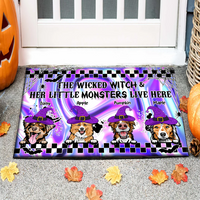 Thumbnail for Wicked Witch Hologram Halloween Dogs Doormat, Dog Lover Gift AB