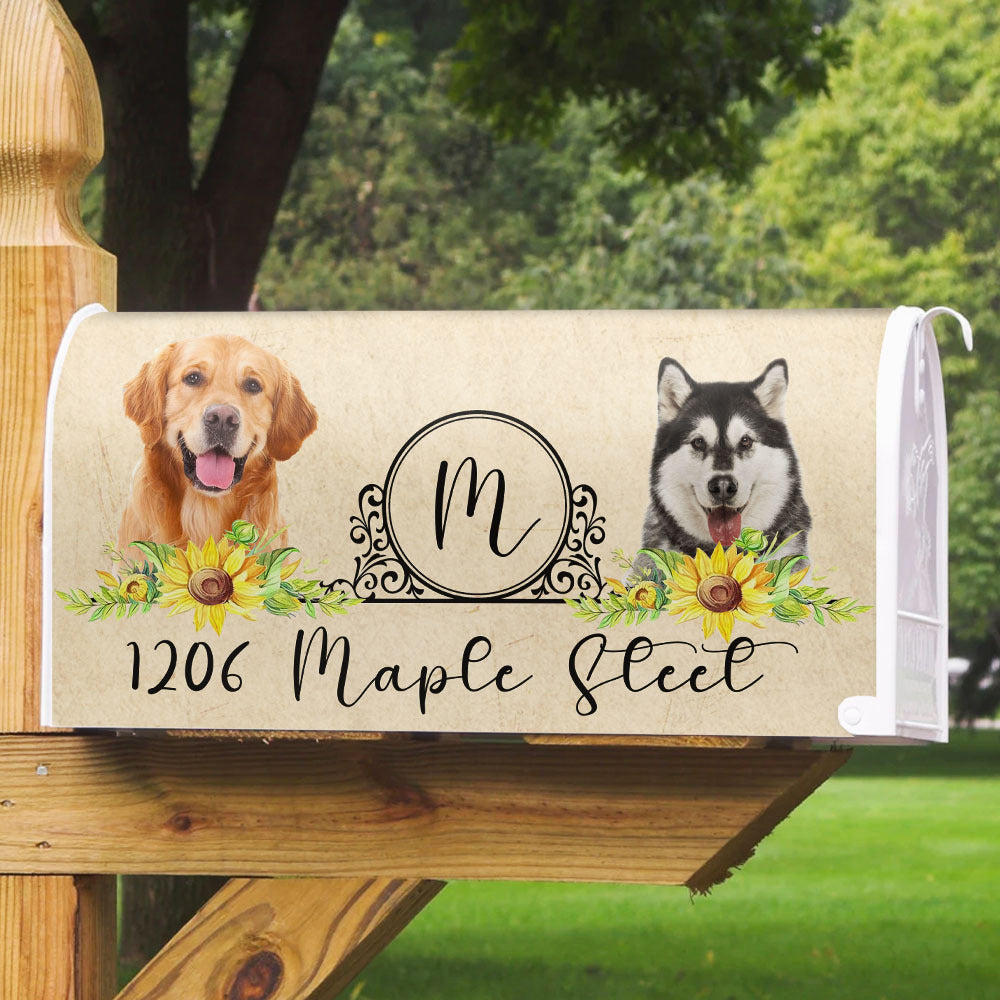 Flowers With Pet Photo Mailbox Cover, Upload Photo Mailbox AF