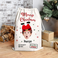 Thumbnail for Personalized Face Photo Funny Trouser-Shaped Noel Hat Christmas Bag, Holiday Gift For Family AB